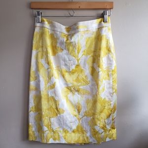 Yellow floral Banana Republic Pencil Skirt